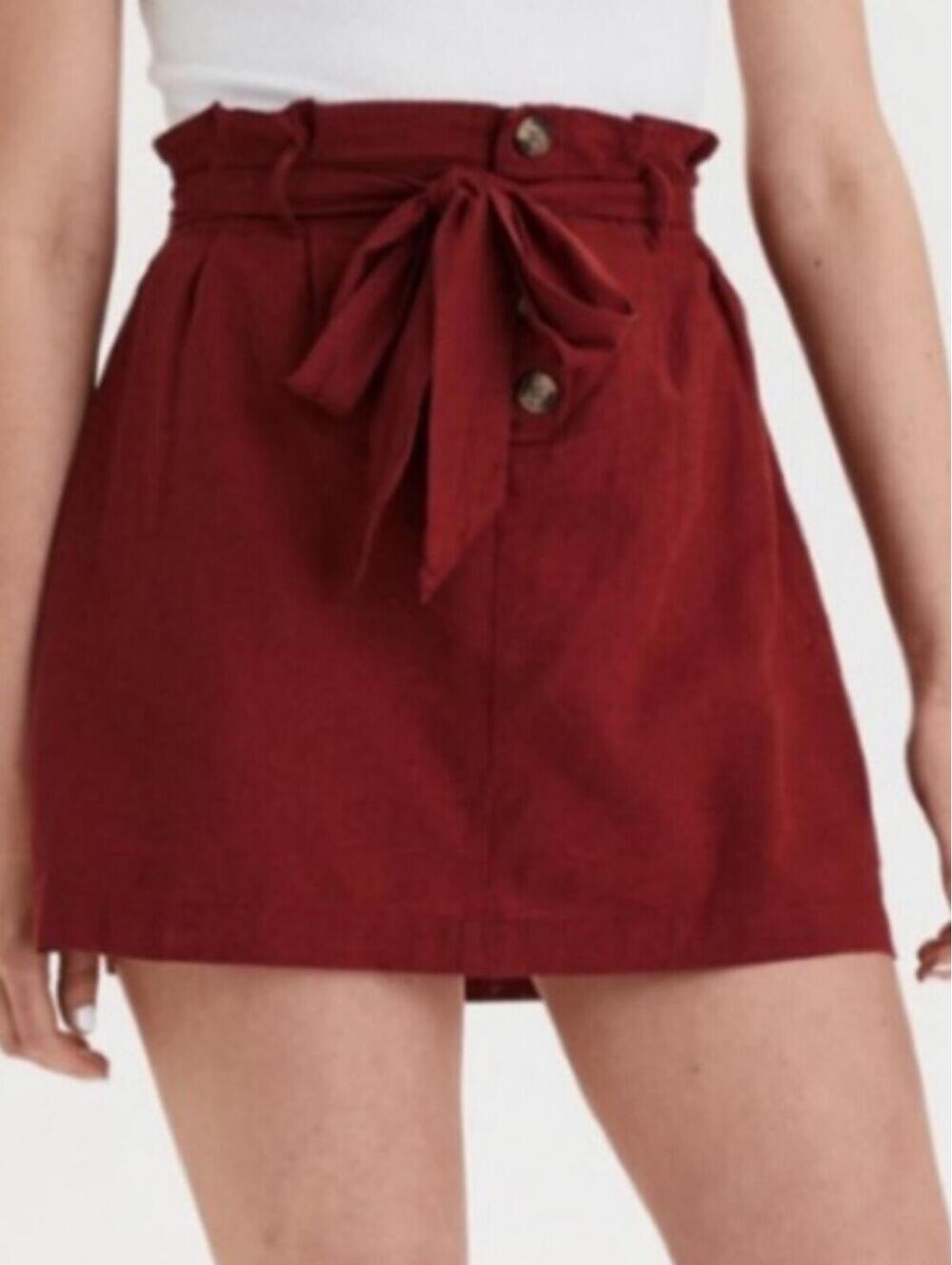 American Eagle Outfitters Rust Brown Paperbag Mini Skirt Size Small